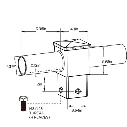 Double 180° Horizontal Tenon Adapter