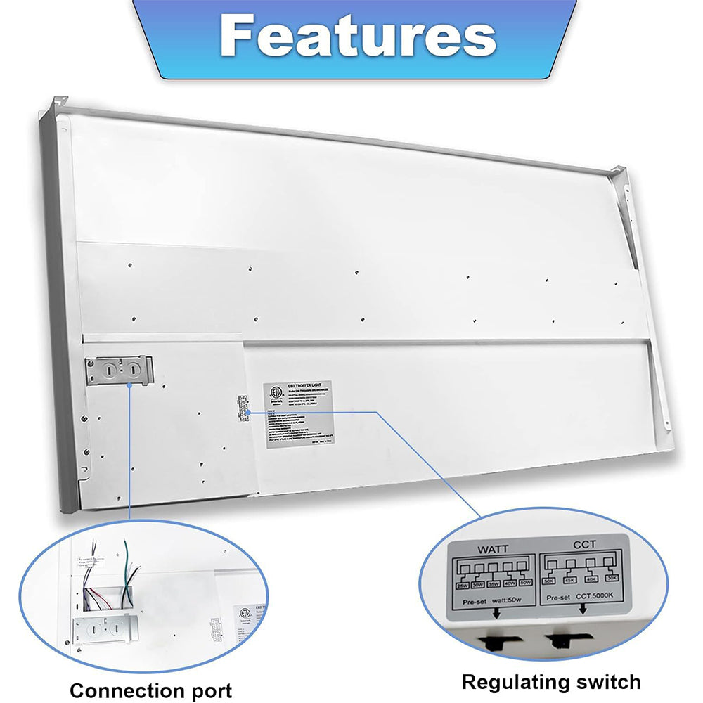 2X4 LED Troffer Center Basket Panel Light 25/30/35/40/50W Tunable 3000K/3500K/4000K/5000K 150LM/W Dimmable Ceiling Light Fixture ETL DLC Listed--4 Pack