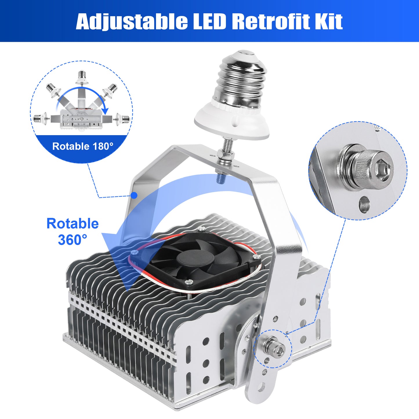 150W LED Retrofit Kits for Parking Lot Shoebox Lights Replace, AC100-277V/200-480V 5000K E39 Base for Street Area Lighting Fixture ETL DLC Listed