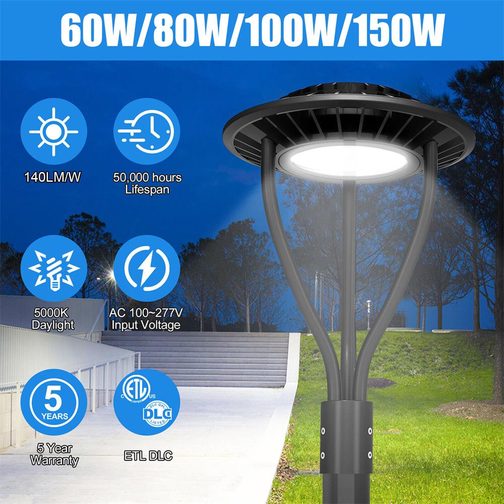 100w led post top light with photocell