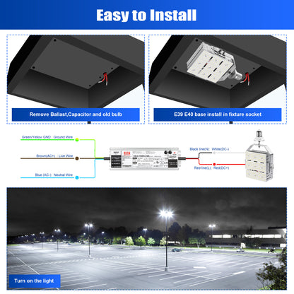 150W LED Retrofit Kits for Parking Lot Shoebox Lights Replace, AC100-277V/200-480V 5000K E39 Base for Street Area Lighting Fixture ETL DLC Listed