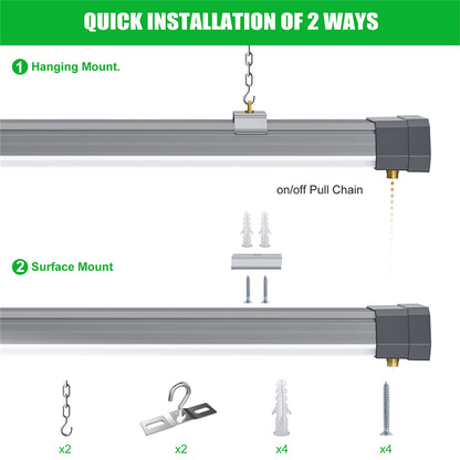 100W 120W Linkable LED Shop Light 5000K LED Ceiling Lights for Garages Workshops with Plug and ON/Off Pull Chain, ETL Listed