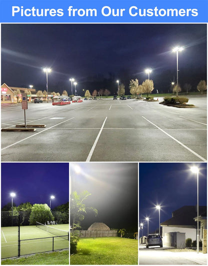 320W 400W LED Pole Light with Dusk to Dawn Photocell Dimmable 5000K Outdoor Street Area Lights for Parking Lot, High Voltage Optional UL DLC Listed