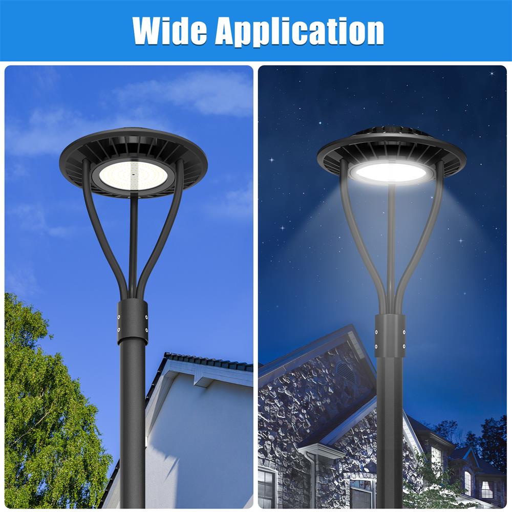 LED Street Post Top Area Circular Lights with Photocell 60W 80W 100W 150W 3000K/4000K/5000K Tunable Outdoor Security Pole Light  ETL DLC Listed