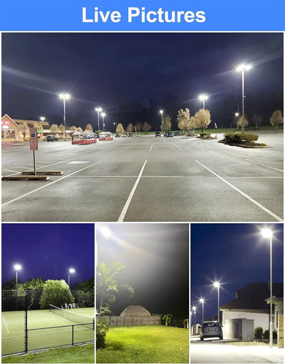 Outdoor LED Parking Lot Lights with Dusk to Dawn Photocell 200W 240W 140LM/W 5000K LED Street Shoebox Pole Light, High Voltage Optional UL DLC Listed