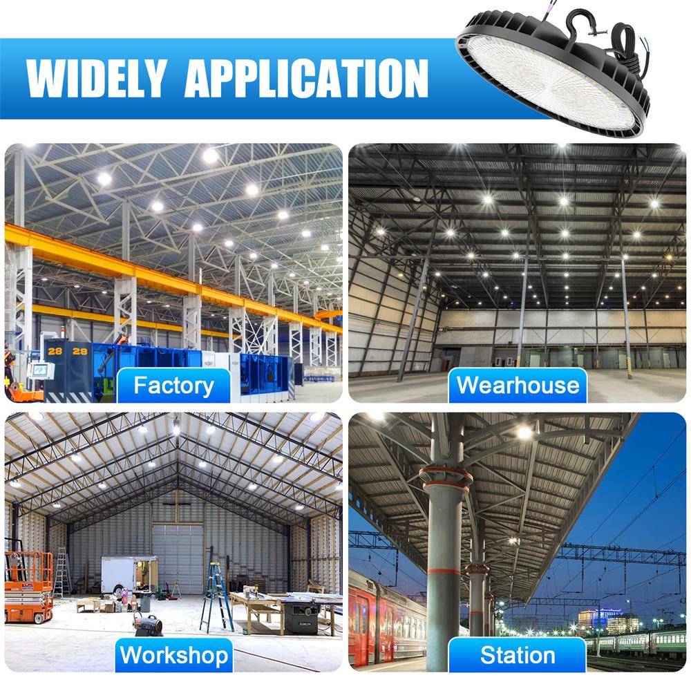 150W 200W 240W LED UFO High Bay Light 5000K Daylight 0-10V Dimming UFO Shop Lights for Commercial Barn Factory Warehouse/Wet Location UL DLC Listed