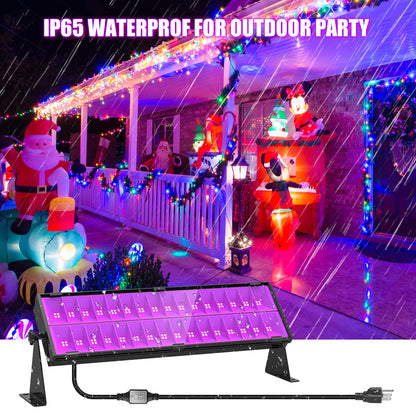 150W Black Light, 400-410nm UV LED Light Bar with AC120V Plug, Waterproof Blacklights with ON/Off Switch for Christmas Halloween Glow in Dark Party