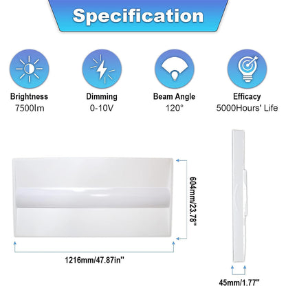 2X4 LED Troffer Center Basket Panel Light 25/30/35/40/50W Tunable 3000K/3500K/4000K/5000K 150LM/W Dimmable Ceiling Light Fixture ETL DLC Listed--4 Pack