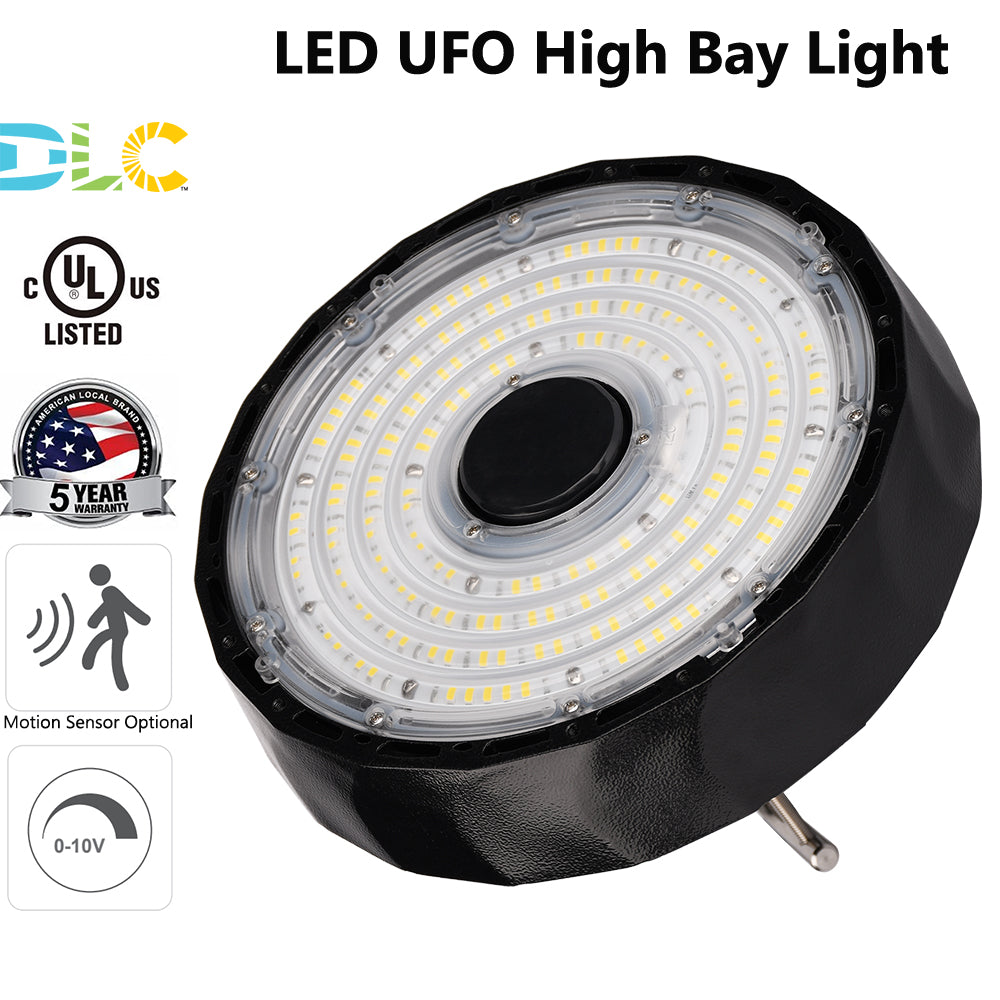 LED High Bay Shop Lights 100W 150W 200W 240W 5000K Daylight 0-10V Dimming IP65 Waterproof Commercial Warehouse Barn Garage Light Fixture UL DLC Listed