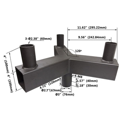 Bullhorn tenon adapter for 3 light fixtures