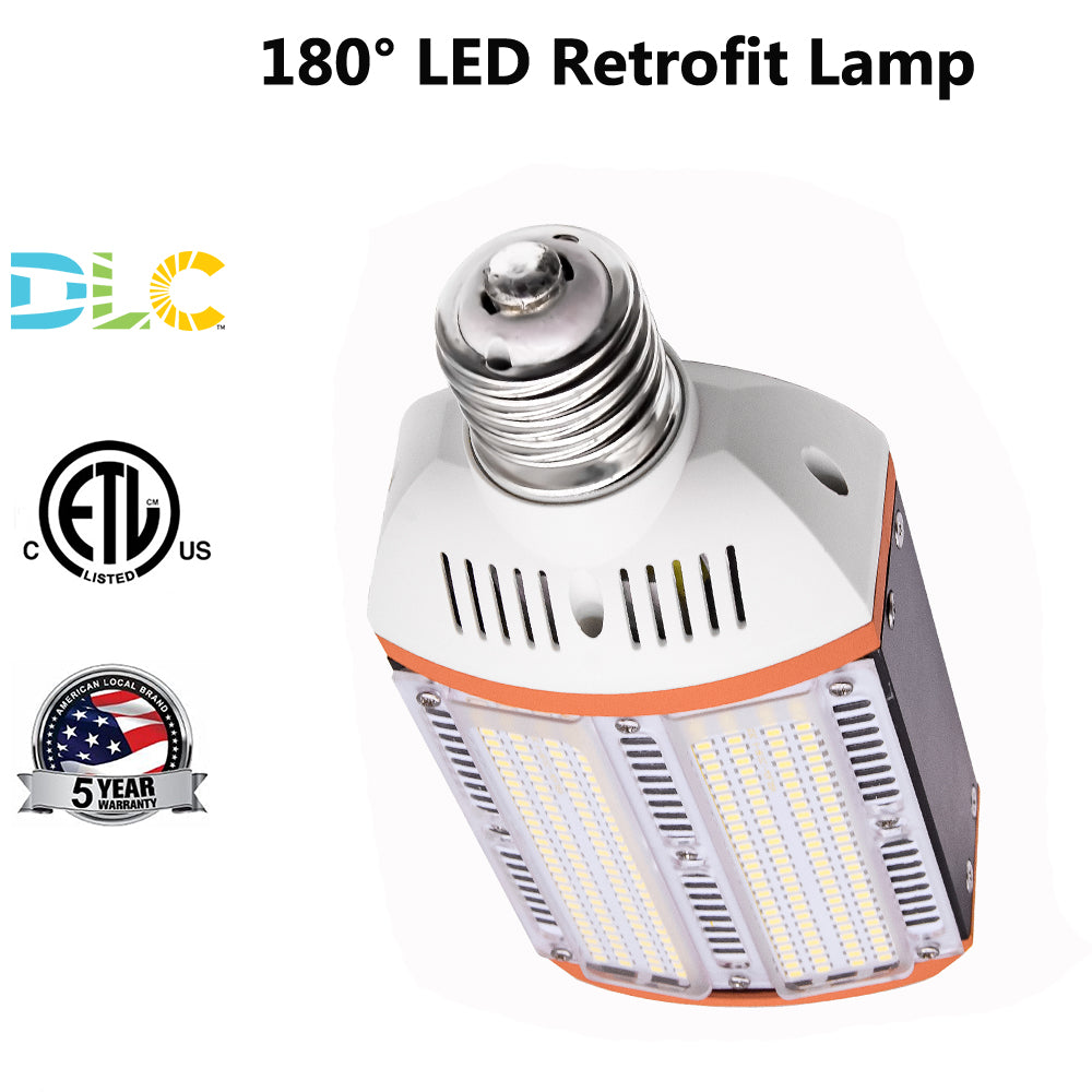 30W 40W 60W LED Shoebox Corn Bulb Retrofit Lamps, E26 / E39 Mogul Base, 5000K High Voltage Optional LED Lamp for Parking Lot Wallpack ETL DLC Listed