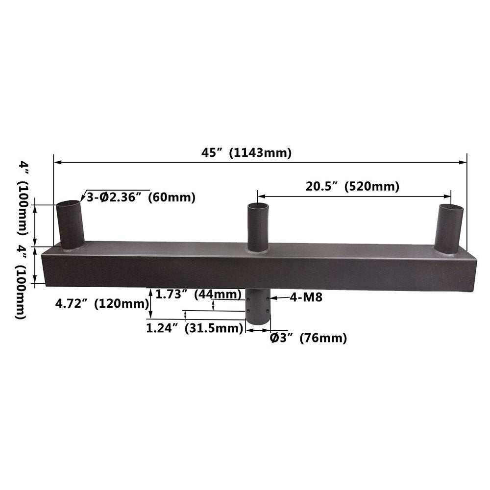 180 Degree Triple Bullhorn Mounting Bracket for 3 Lights