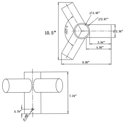 Tenon Adapter with 3 Horizontal 120 Degree Tenons